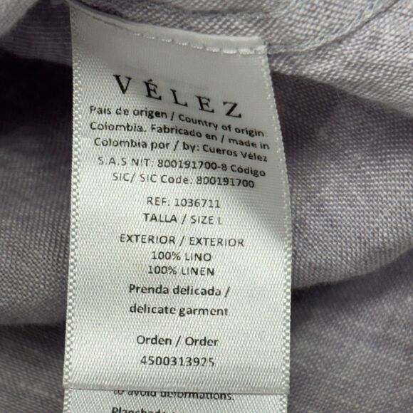 Velez Artisan Men 100% Linen Button Shirt Top Size Large Semi Fit D034 -23 - Picture 9 of 16